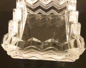 Crystal lalique france Art Deco Square ash tray bowl Sudan Chevron Pattern