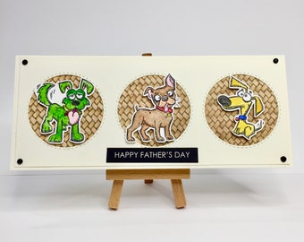 Handmade Father's Day Card for Dog Lover, Cute Happy Father's Day Greeting Card with 3 puppies, Watercolour Father's Day Card