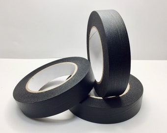 Black adhesive washi tape, Large roll 1 inch wide paper tape for handmade crafts, high tack acid free tape for 3D projects and album covers