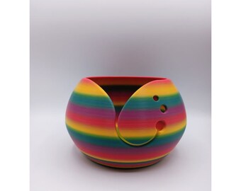 Yarn bowl smile, rainbow, for knitting and crocheting, 20 cm wide, approx. 12 cm high