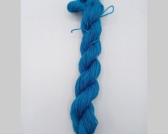 Mini strand of sock yarn, fine, hand-dyed, 4-ply, turquoise mottled, creative corner, semi-solid, plain,