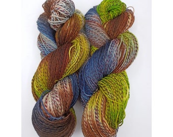 hand-dyed sock yarn, 4 ply, "lake shore", zebra dyeing, creative corner,