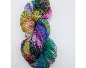 Sock yarn fine, hand-dyed, 4 ply, 80/20, Ice 286, Creativ-Ecke, white, light yellow, orange, pink, light green, light blue, purple,