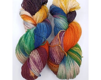 Hand-dyed sock yarn with glitter, hand-dyed, 4 ply, "Autumn Explosion", Creativ-Ecke,