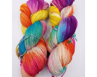 Hand-dyed sock yarn with glitter, hand-dyed, 4 ply, "Children's Jewelry", Creative Corner,