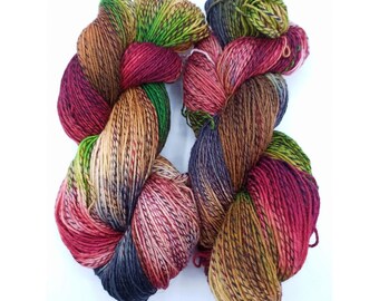 hand-dyed sock yarn, 4 ply, "beans", zebra dyeing, creative corner,