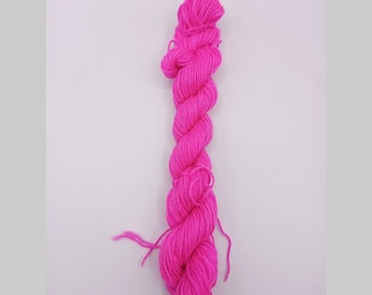 Mini - skein of fine sock yarn, hand-dyed, 4 ply, neon pink mottled, Creativ-Ecke, semisolid, uni,