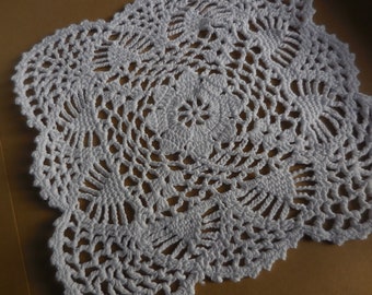 Crochet napperon carré fait main blanc 15 cm x 15 cm coton fil très fin