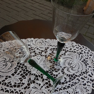 Bohemia wine glass Vienna green foot platinum inlay cut like Art Nouveau rare find