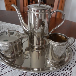 Coffee core WMF ostrich brand Art Deco jug milk sugar tray