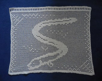 Crochet curtain natural fish curtain crocheted vintage eel bathroom curtain
