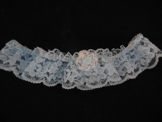 Garter blue white for wedding 90s vintage lace wi… - image 2