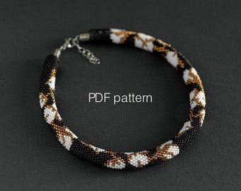 Patrón de collar de cuentas de crochet: Boho Étnico de algodón (Patrón PDF)