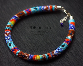Patrón de collar de cuentas de crochet: Diseño tribal bohemio (patrón PDF)