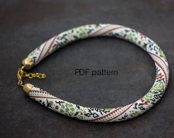 Patrón de collar de cuentas de crochet: Clemátide silvestre tribal (patrón PDF)