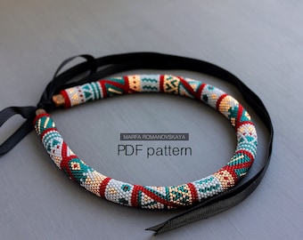Patrón de collar de cuentas tribales de crochet: Diseño étnico bohemio (patrón PDF)