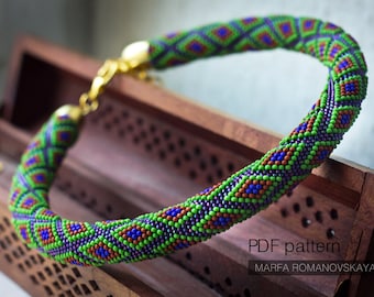 Patrón de collar de cuentas de crochet: Diseño tribal bohemio (patrón PDF)