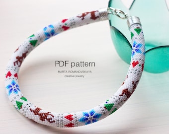 Patrón de collar de cuentas de ciervo navideño a crochet (PDF)
