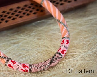 Patrón de collar de cuentas de crochet: Diseño tribal bohemio (patrón PDF)