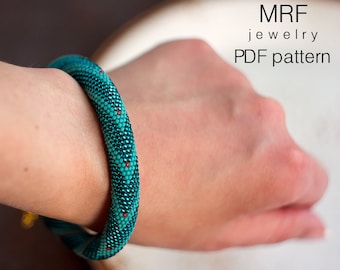 Wzór na bransoletkę z koralików szydełkowych: boho, czerwona mięta (wzór w formacie PDF)