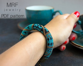 Patrón de pulsera de crochet con cuentas tribales: Diseño étnico bohemio (patrón PDF)