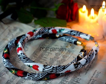 Patrón de collar de cuentas de crochet: Diseño tribal bohemio (patrón PDF)