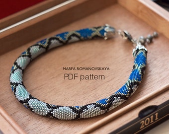 Patrón de collar de cuentas de pitón a crochet: Diseño de serpiente plateada (patrón PDF)