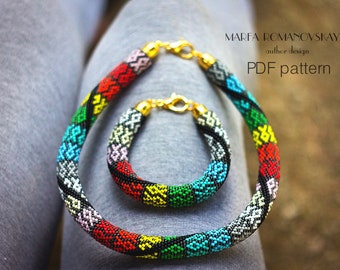 Patrón de collar de cuentas tribales de crochet: Diseño étnico bohemio (patrón PDF)