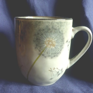 Große Tasse mit Pusteblume ,Löwenzahn,Handwärmer,