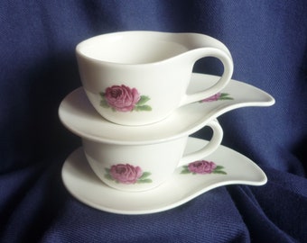 2 espresso cup with saucer with roses, coffee cup, set