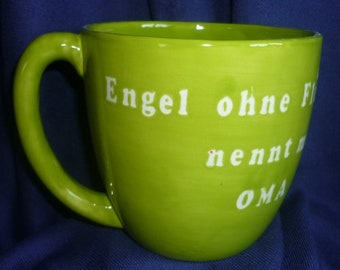 Mega large cup with saying angel without wings is called grandma, 700ml, large, teacup, coffee cup