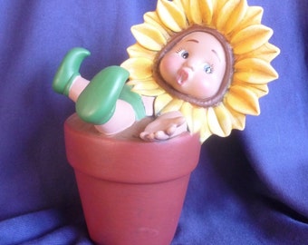 Sonnenblume,Baby mit Blumentopf,Gelb,Babyfigur,Kostüm,