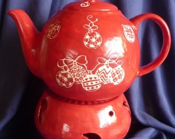 Teapot with stalks and tea bowls. Einzelstück