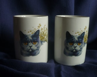 2 Tooth cups Toothcups,Toothbrushcups,Tooth,Bathroom,Bathroom,Hands,Washing,Toothbrush,Cat