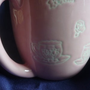 Large cup with teapot,cup single piece,pink, teacup,coffee cup,breakfast image 1