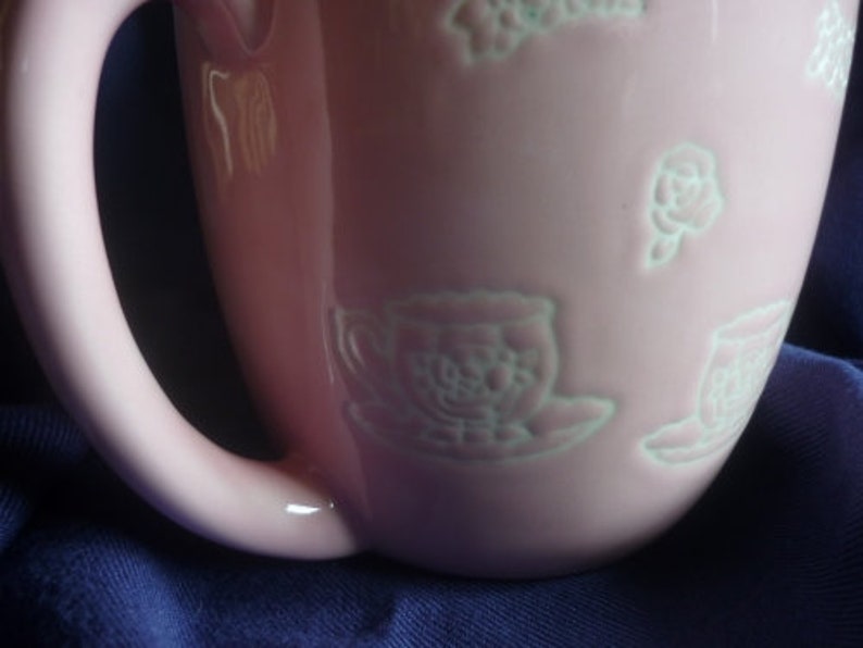 Large cup with teapot,cup single piece,pink, teacup,coffee cup,breakfast image 1