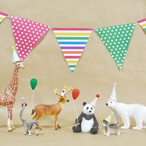 Mini Party Hats for Animal Figures, Mini Balloons Plastic Party Animal Cake Topper, Mini Crown, Birthday Party Topper