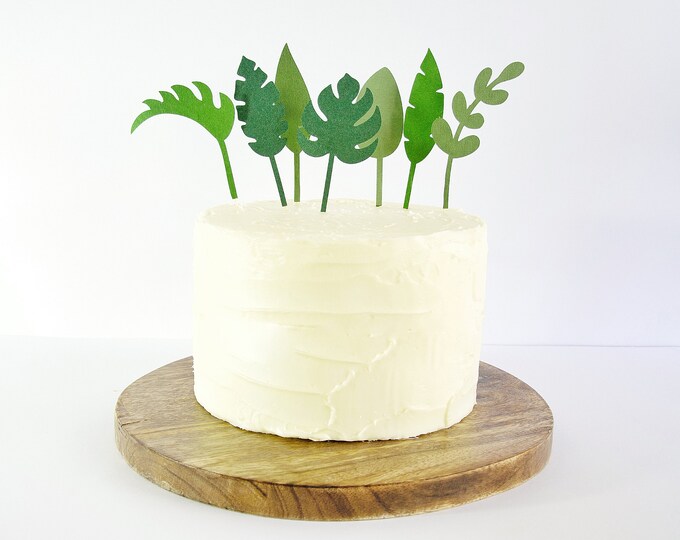 Jungle Leaves Cake Topper, Tropical Leaves, Dinosaur Cake Topper