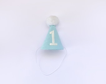 First Birthday Party Hat - Blue & White