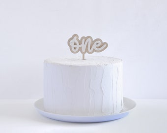 One-Six 2-Tone Acrylic Birthday Cake Topper - Wood