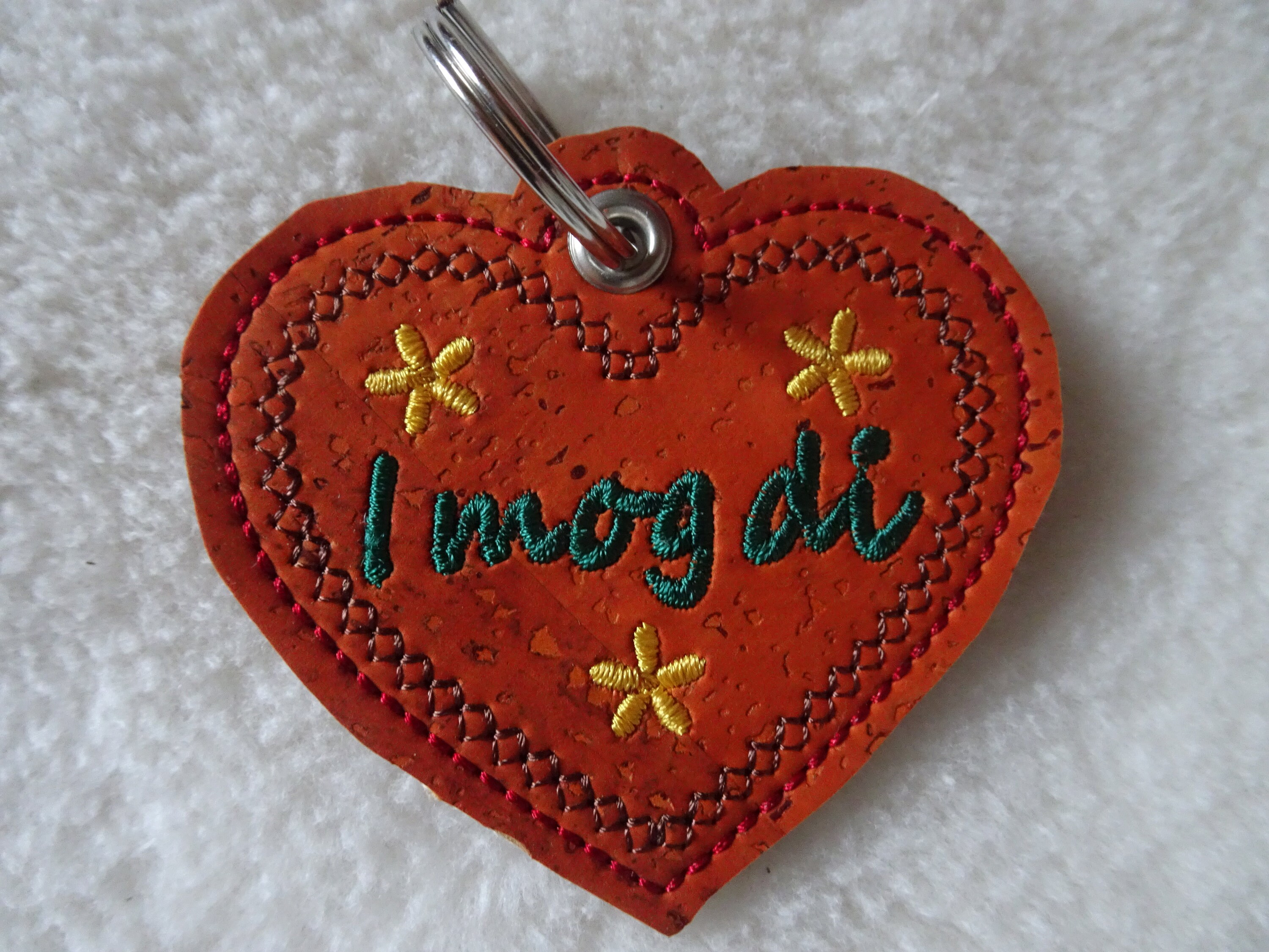 Embroidered keychain Heart Keyholder Etsy