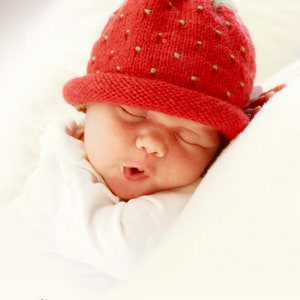 hand-knitted strawberry hat baby hat children's hat Drops Design 100% alpaca desired size