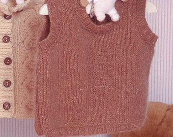 Knitted baby sweater cough vest 100% virgin wool color choice desired size