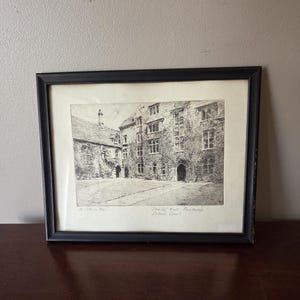 M Oliver Rae Etching of Trinity Hall, Cambridge, Second Court