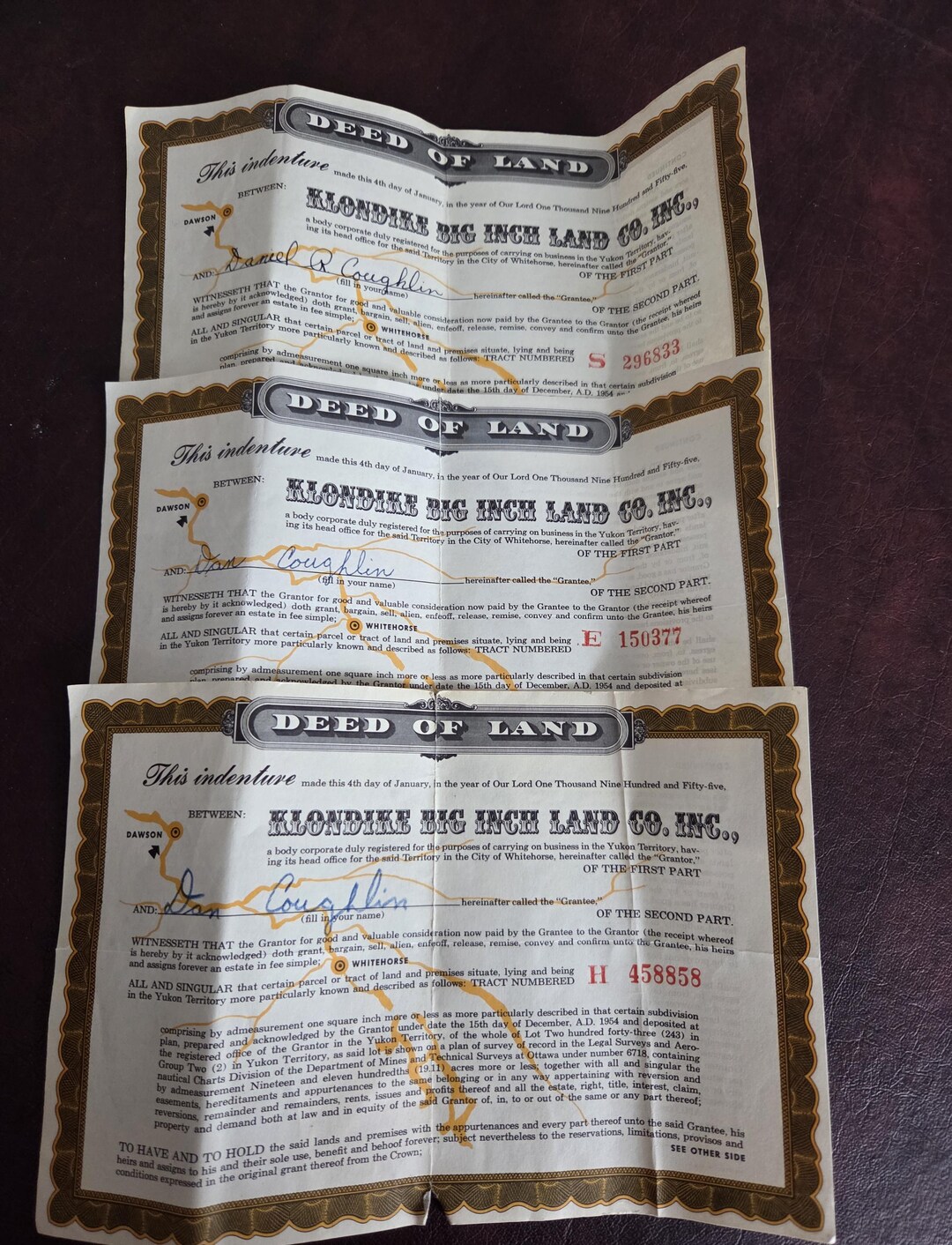 3 Klondike Big Inch Land Co. Inc. Certificates, Jan. 4, 1955 - Etsy