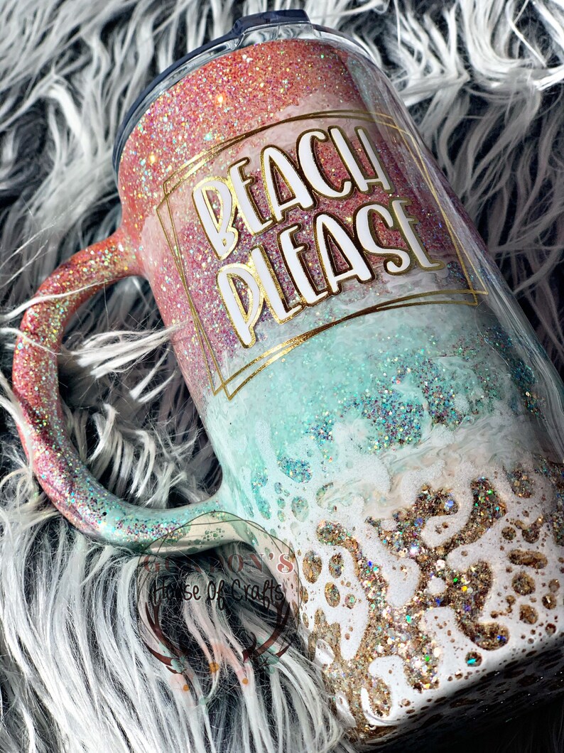 Sunset Beach Glitter Tumbler Vacation Cup Summer Glitter Etsy