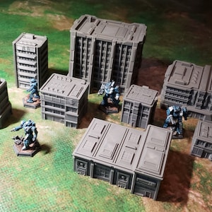 STLs (3D print files) for 8 Civilian Buildings Set for Alpha Strike and hexless BTech (6mm terrain)
