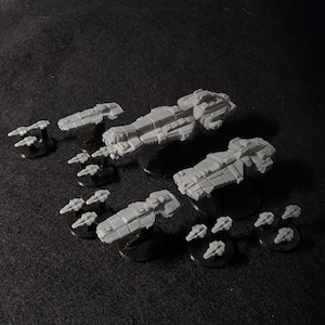 Przyjazna dla FDM podstawowa flota dla OPR Warfleets ftl i innych gier taktycznych w kosmosie (plik STLS do druku 3D – tylko pliki)