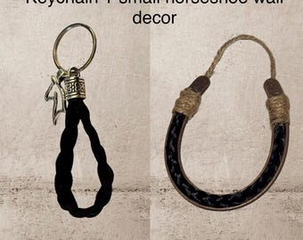 Custom Horsehair Keychain & Horseshoe Decor Set – Handmade Equestrian Gift – One of a Kind Horse Lover Keepsake