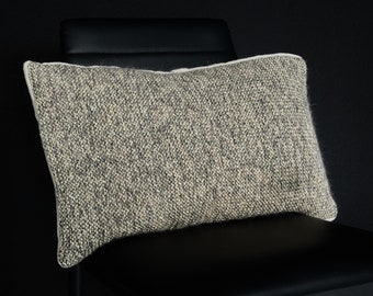 cushion,pillowcase,cushion cover,30 x 50 cm,ticking,rectangular,cotton,mohair,viscose,friddly knitted,handmade,brown mottled, gradient